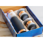 INDIAN ART VILLA Copper Bottle & Glass Gift Set - 950 ml Water Bottle & 2 Glasses (300 ml Each) - Pure Copper with Black & White Ombre Silk Finish, Perfect for Gifting & Everyday Use