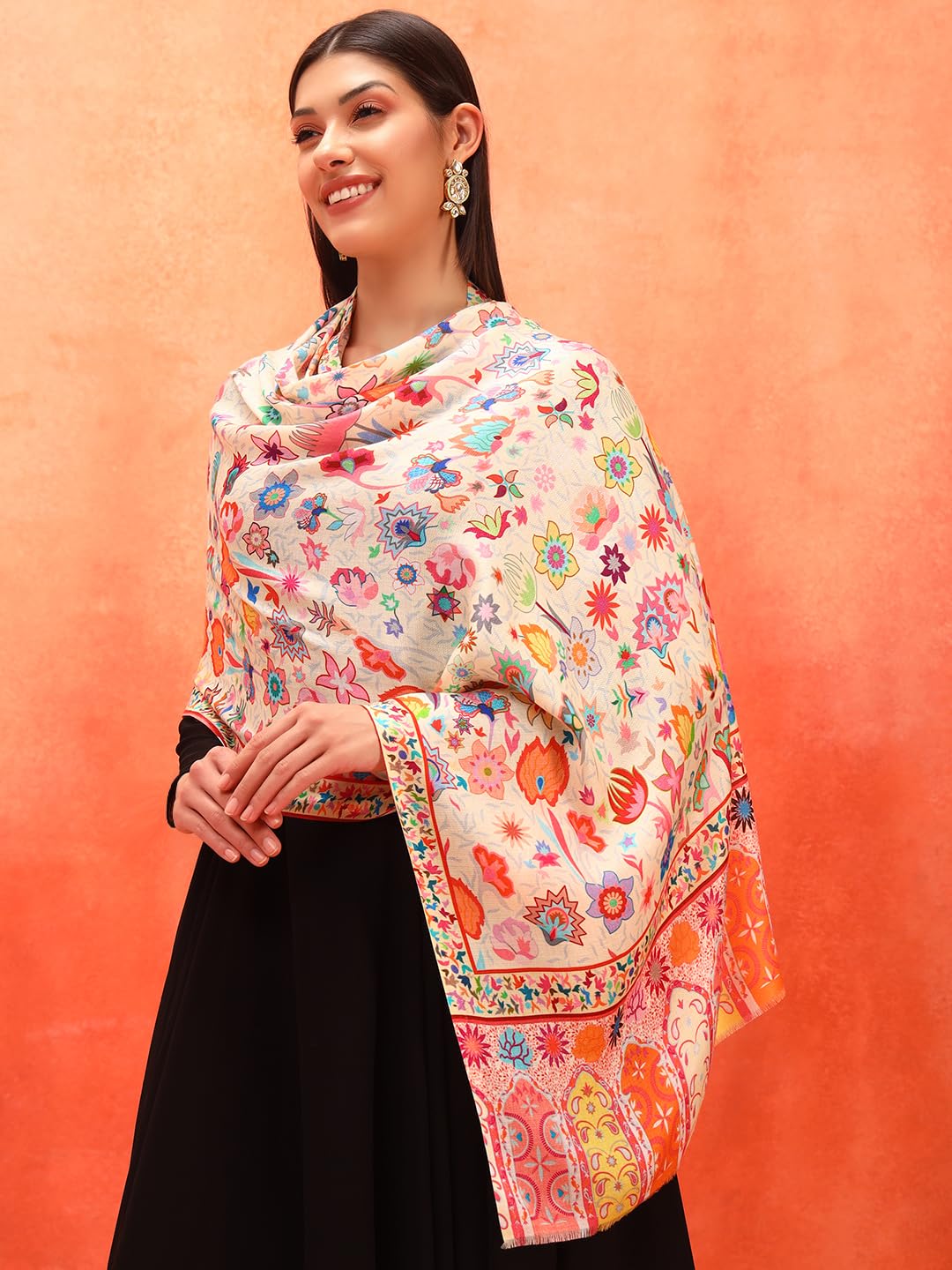 Pashmoda Women Royal Embers Fine Soft Bamboo Fibre Stole (Size 28x80in, 71x203cm) ISST33