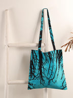 Ravaiyaa - Attitude is everything Cotton Shoulder Bag/Tote Bag For Women| Printed Multipurpose Handbag With Top Zip | Best For Shopping, Travel, Work, Beach, Office, College (Turquoise Dark Forest)