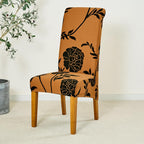 HOKIPO Elira 140 GSM High Back Chair Cover Set of 1, Copper Brown Floral