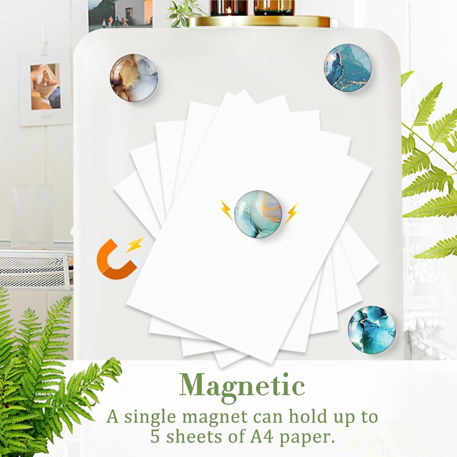 OLAFUR12-Pcs Marble Fridge Crystal Magnet Tree Set - Elegant Decorative Magnets for Refrigerator, Whiteboard, Locker, Cabinets, Office & Classroom (Crystal Magnet - Marble)