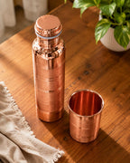 Pure Copper Water Bottle 1000ml with Copper Glass Combo Set