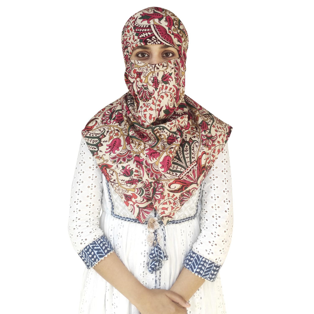 Switchon Rayon Anti Pollution Full face Scarf UV Sun Rays Protection Hijab scarf for women - Free Size (Cream_Read)