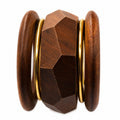 GURJARI JEWELLERS Wooden Bangles Set for Women | 5 Piece Brown Wood & Golden Tone Bangle Set | Handmade Traditional Statement Jewellery, Size, 2.6