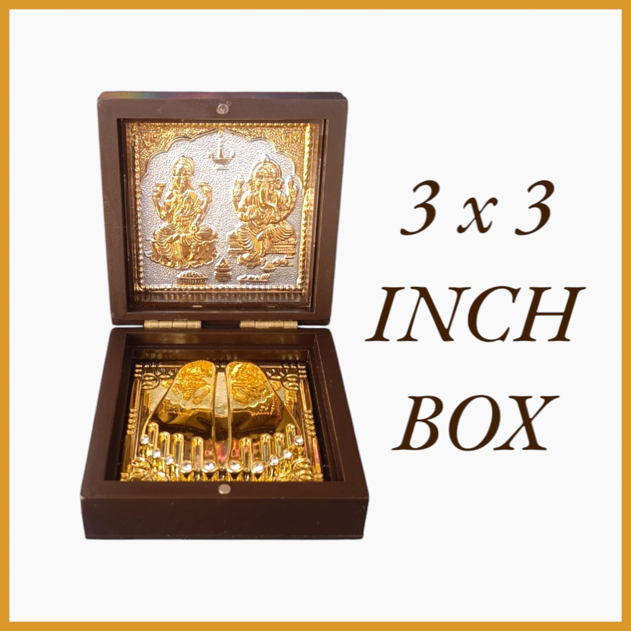 DK trades® Gold Plated Laxmi & Ganesh Ji for Pooja Box - Premium Gold Laxmi & Ganesh Ji for Pooja Box | Pocket Temple Laxmi & Ganesh Ji with Charan Paduka| Unique Home, Office Gift
