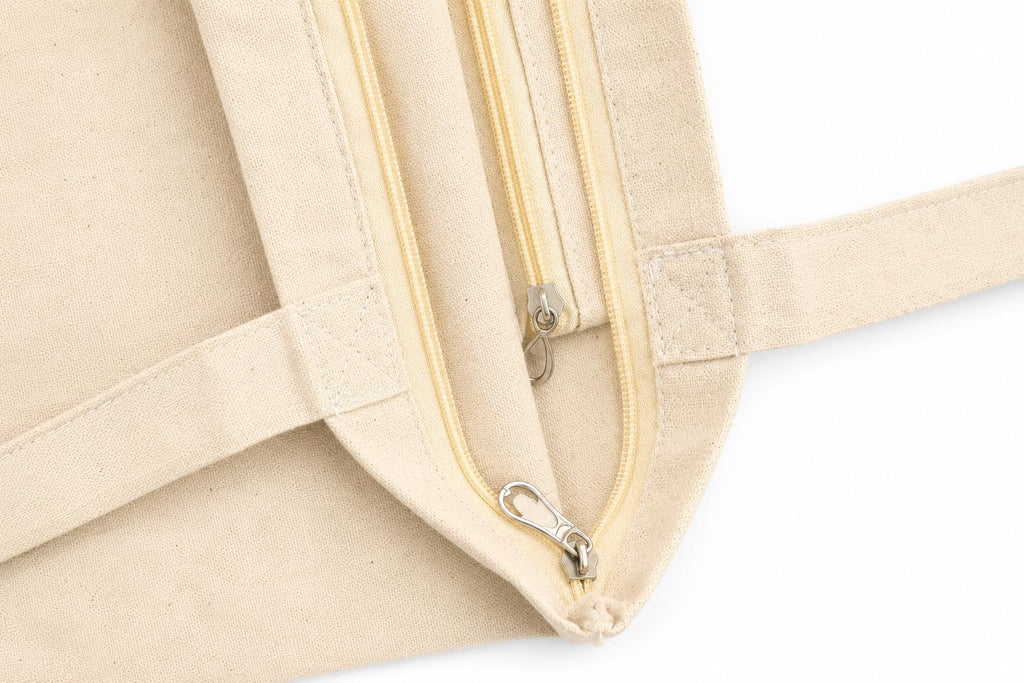 SPYKLEE Reusable Cotton Canvas Tote Bag with Zip Closure and Long Handles | Eco-Friendly Shopping Bag | Durable Washable Shoulder Tote for Office, Grocery, Travel & Daily Use - 14x16x4Inch (2Pcs)