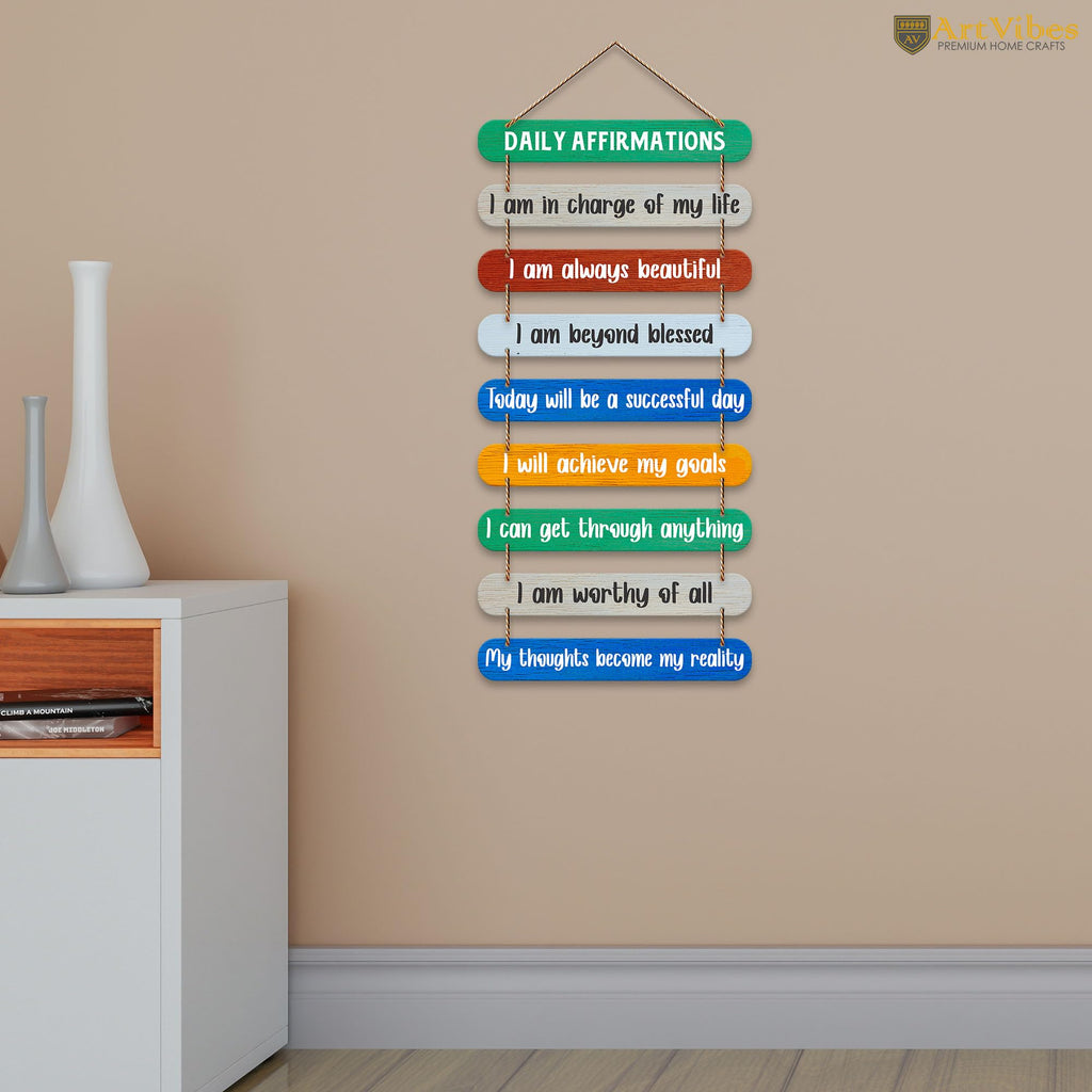Artvibes Daily Affirmations Printed Wooden Wall Hanging For Living Room | Office | Quotes Decor Item | Wall Poster | Office Decor | Wall Art Print | Inspirational quotes | Gift Items (WH_9315N)