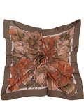 leeza store Women's Silk Scarf | 40x40 Inch Square Scarf | Terracotta Orange & Sage Green Botanical Pattern | Soft & Elegant Neck, Hair, Head Wrap | Lightweight Fashion Stole For Women