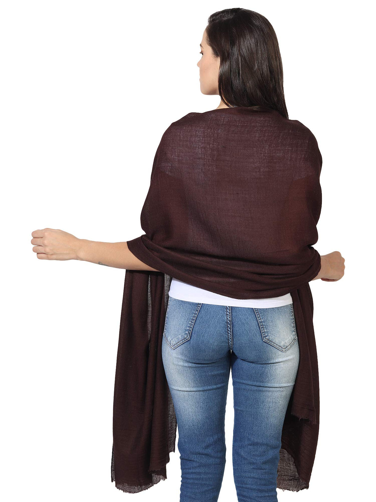 MUFFLY Fine Blended Ultra Soft & Warm Wool Silk Unisex Pashmina Shawl, Stole & Wrap with Hanger (Chocolate Brown)