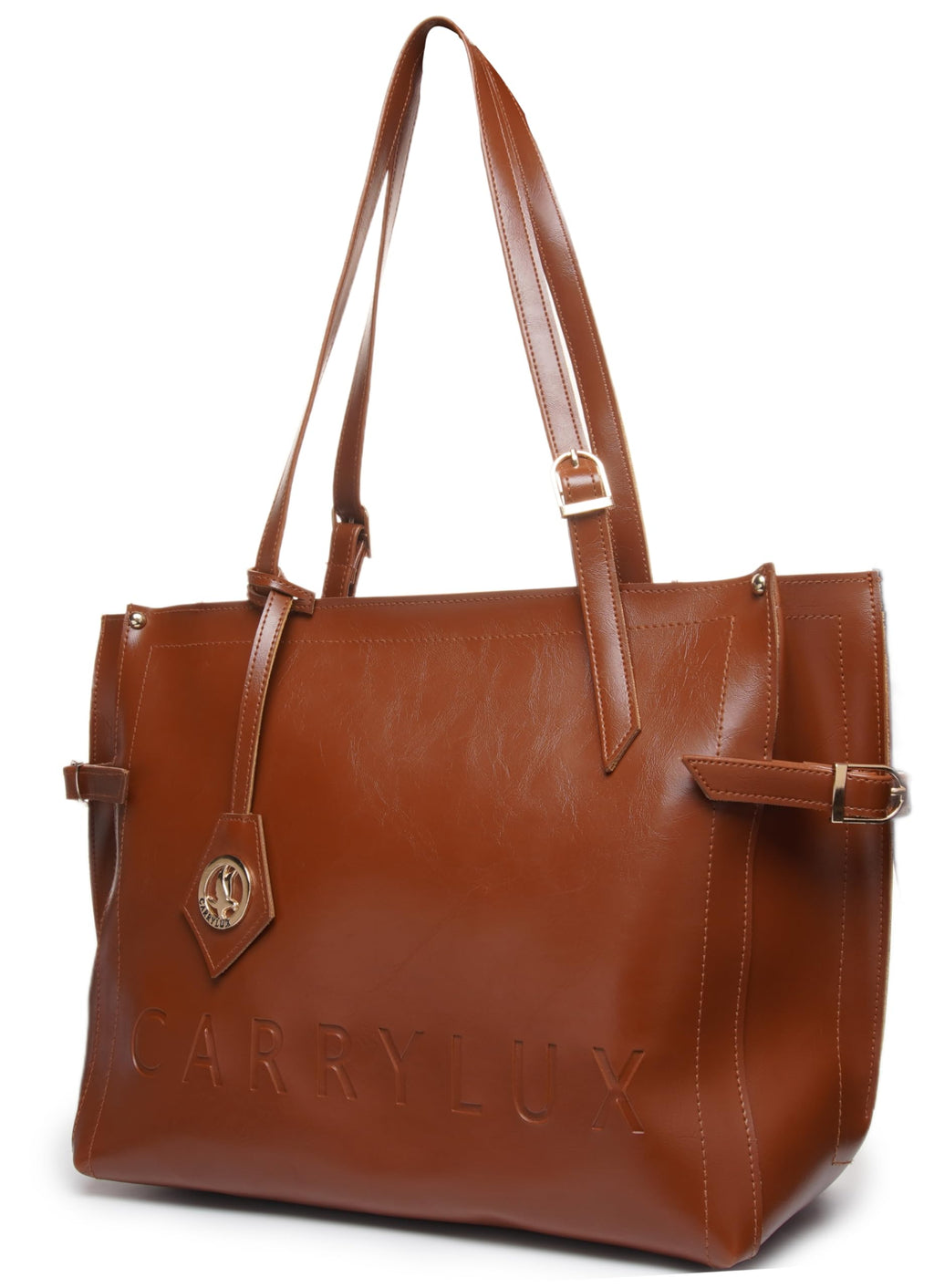 Carrylux Women's Soft PU Leather Tote Bag | Large Single Compartment Shoulder Handbag,Office, College & Casual | Brown