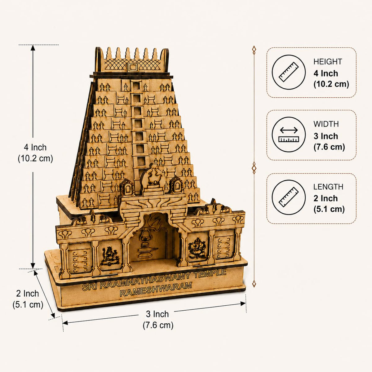 Shri Ramanathaswamy Rameshwaram Temple Replica 4 x 3 x 2 Inch