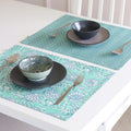 THE YARD HOUSE Placemats - Reversible & Wipeable Cotton Placemats (Tranquil Teal, Set of 6) Kafalo