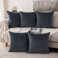 Khooti Velvet Cushion Cover, 36X36 Inches | Dark Grey | Pack of 5 | Solid Plain Soft & Smooth, Decorative Cushion Covers for Living Room, Bedroom, Couches, Chairs, Sofas, Beds & Home Decor