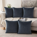 Khooti Velvet Cushion Cover, 36X36 Inches | Dark Grey | Pack of 5 | Solid Plain Soft & Smooth, Decorative Cushion Covers for Living Room, Bedroom, Couches, Chairs, Sofas, Beds & Home Decor