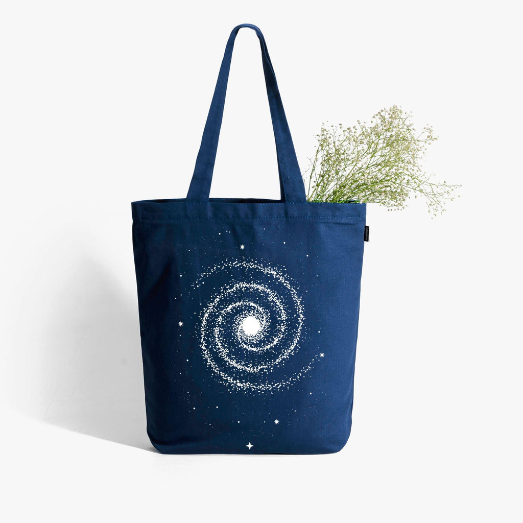 Eco Right Canvas Tote Bags for Women with Zip, College Bag for Girls, 100% Organic Cotton Tote Bag for Shopping, Travel & beach bags for women (The Milky-way)