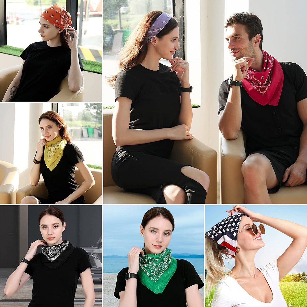 PAROPKAR Bandanas Multi-Purpose Party Outdoor Favor Scarf Headband Handkerchiefs for Unisex Women Men Boy Girls (Firozi)