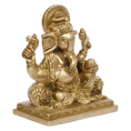 ARTVARKO Brass Lord Ganesha Murti in Resting Blessing Sitting Ganesh Bhagwan Idol Ganpati Metal Statue for Home Office Entrance Décor Pooja Marriage Gift 5 Inch