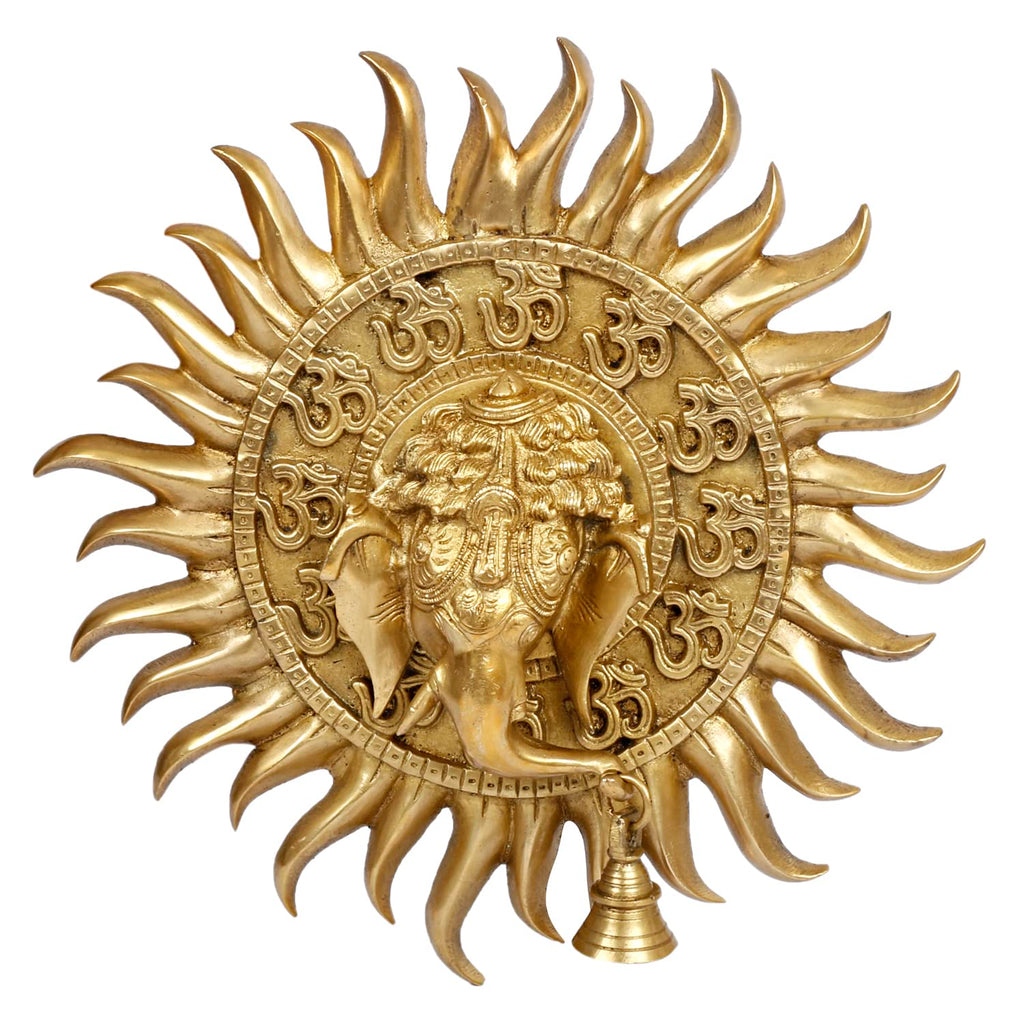 Svarup Brass Om Sun Ganesha Ganesha Wall Hanging for Home Office Entrance Puja Gift 11 Inch.