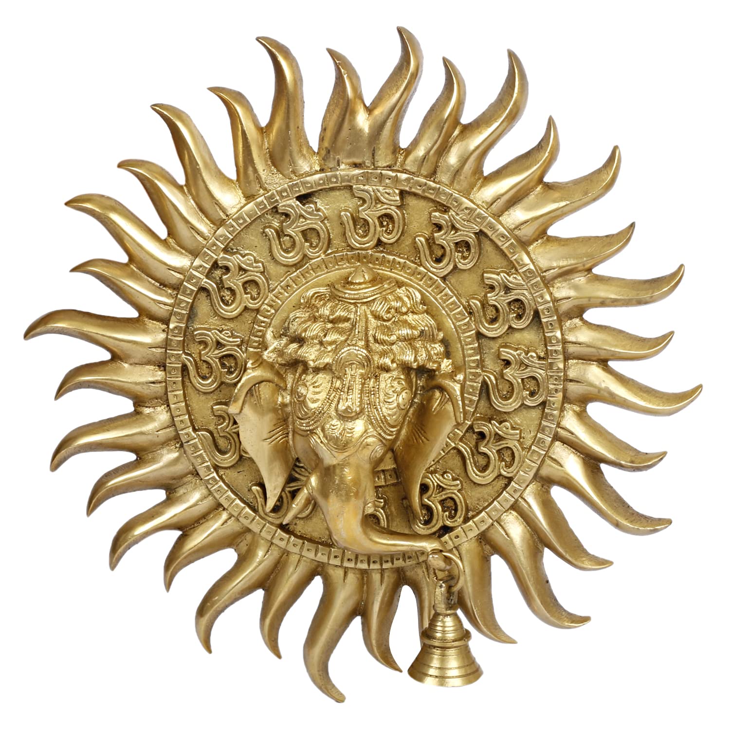 Svarup Brass Om Sun Ganesha Ganesha Wall Hanging for Home Office Entrance Puja Gift 11 Inch.