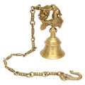 ARTVARKO Pure Brass Peacock Design Hanging Bell with Chain for Home Décor,Temple & Pooja Mandir (3.5x7 Inches with Chain 24 Inch)