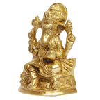 ARTVARKO Brass Ganesha Idol Ganesh Ganpati Murti for Home Office Decor Diwali Pooja Corporate Gift 5 Inches
