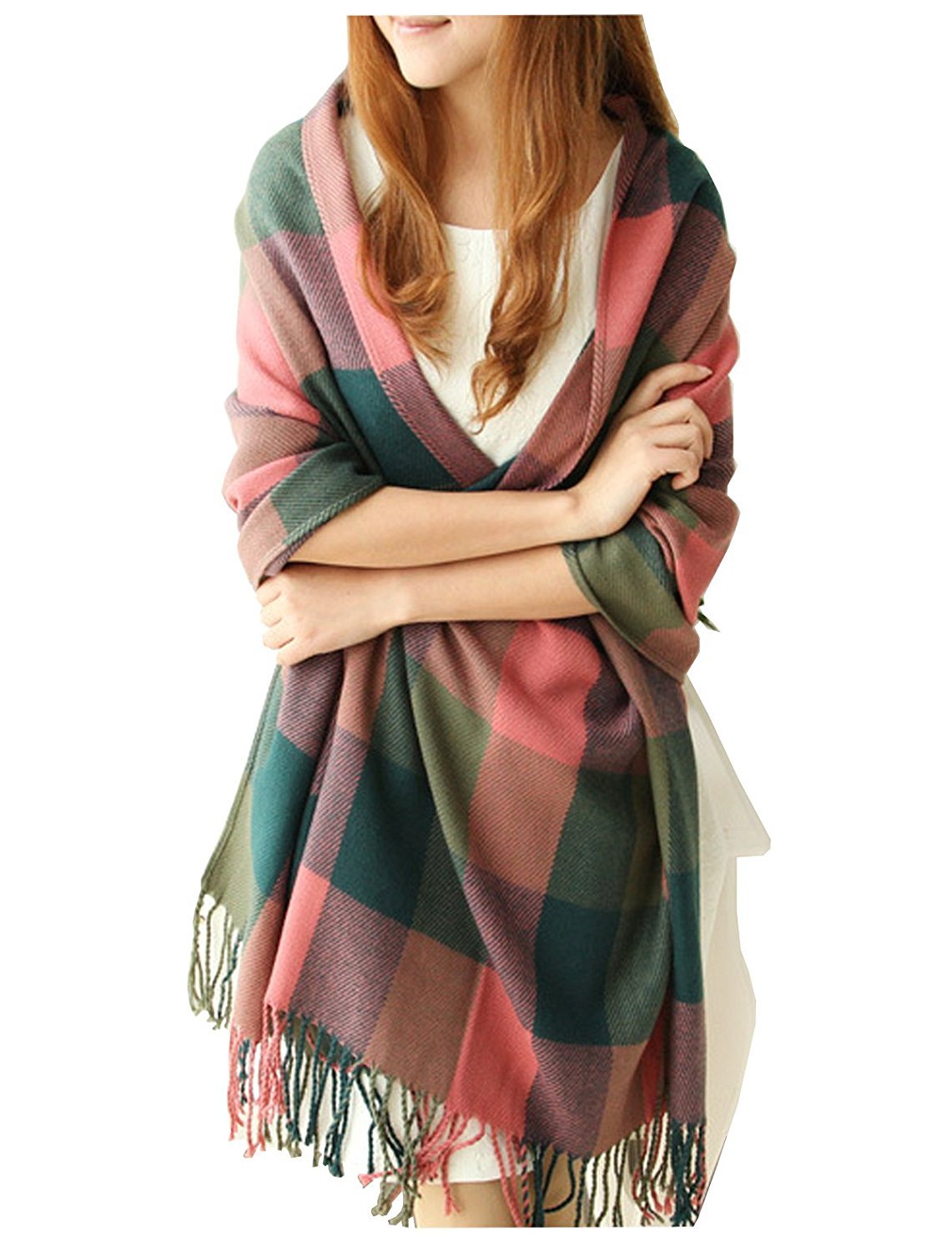 Loritta Womens Scarf Fashion Long Plaid Shawls Wraps Big Grid Winter Warm Lattice Large Scarves Gifts