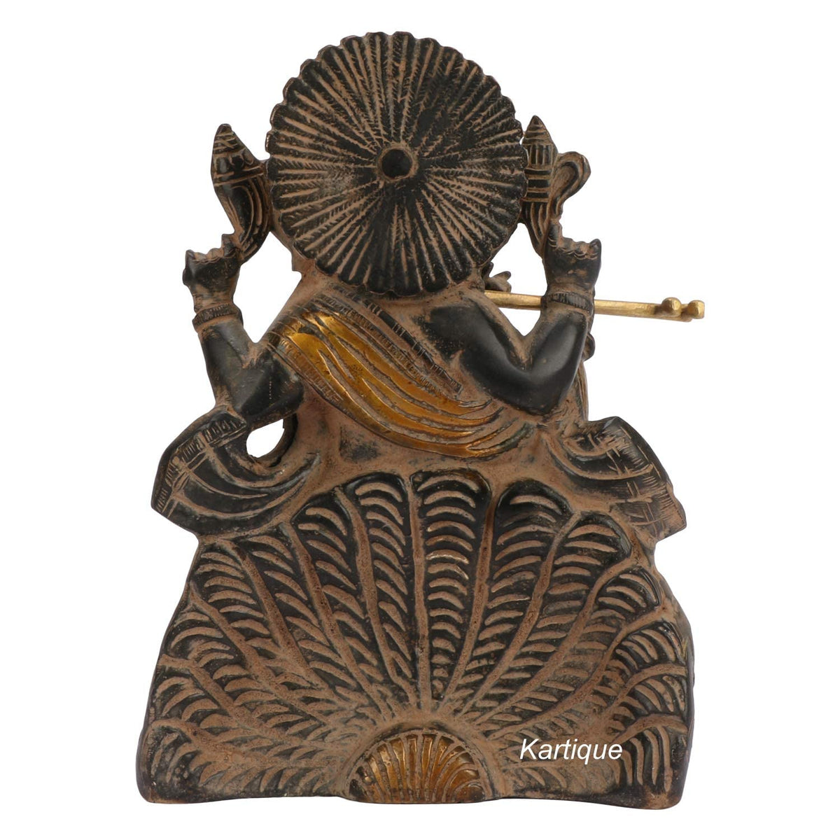 SVARUP Brass Ganesha Idol for Home Decoration Ganpati Statue Murti for Gift Height 8 Inch Weight 3.3 Kg Color Brown