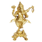 ARTVARKO Brass Ganesha Bhagwan Idol Dancing Ganesh Standing Statue Ganpati Murti for Temple Puja Home Entrance Décor Luck Gift Height 8 Inch