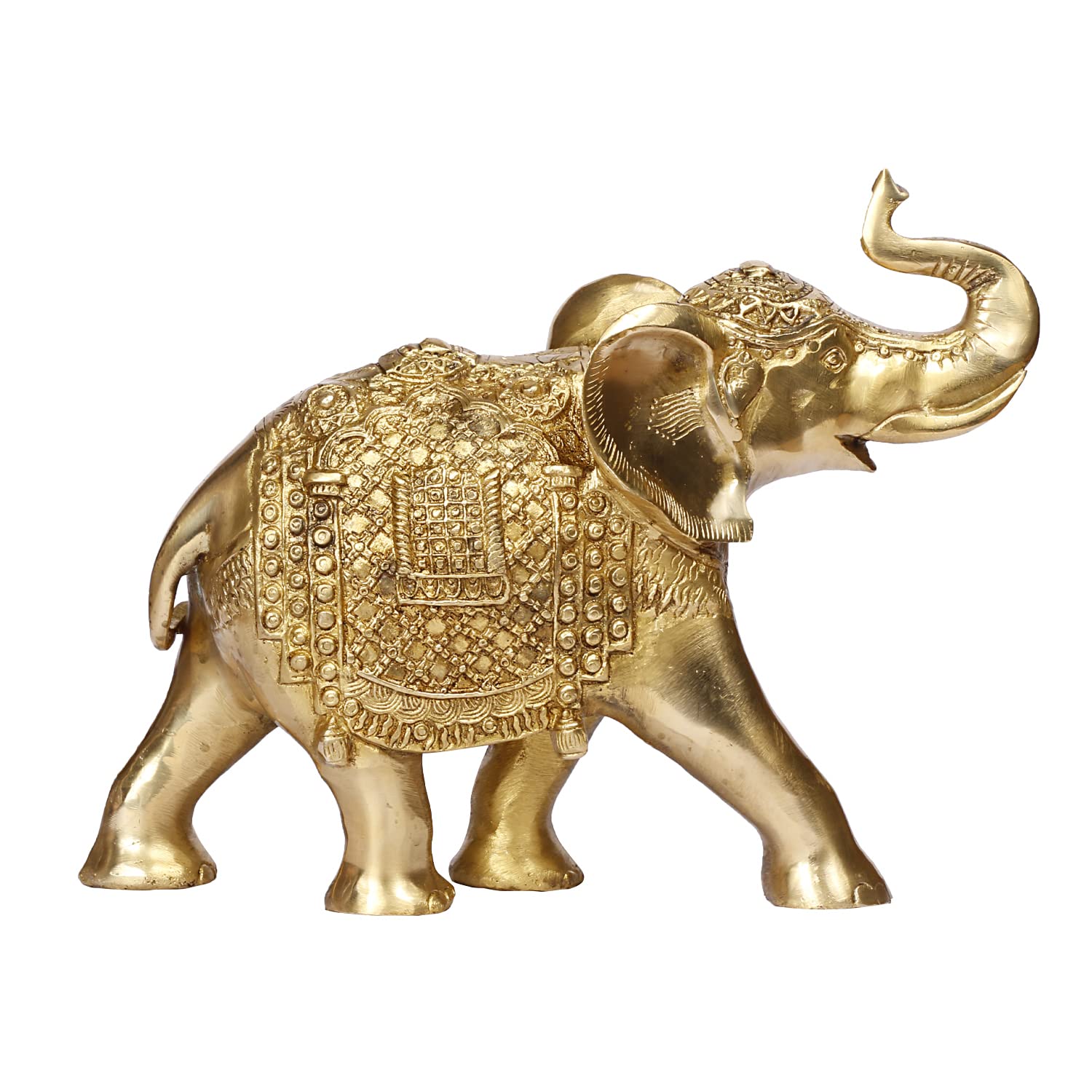 ARTVARKO Brass Elephant with Upraised Trunk Fengsui Vastu Hathi for Good Luck Success Prosperity Home Decor Marriage House Warming Gift (LxBXH 11x4x8 Inch. 3.5 Kg)