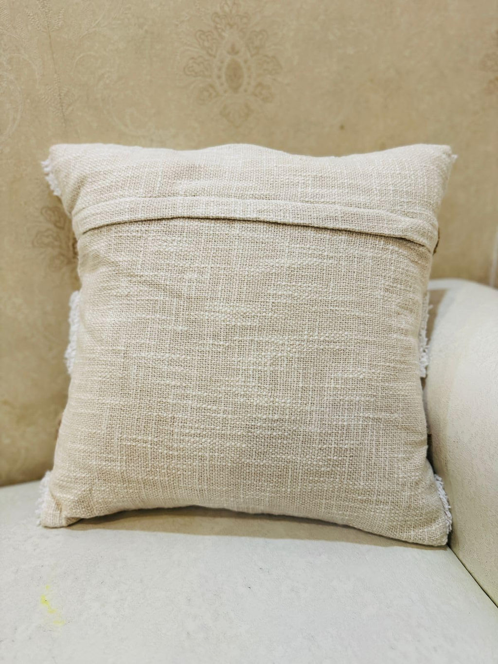 Furnistitchs Premium Decorative Throw Cushion Pillow Cover Boho Home Decor - Living Room Bedroom Couch Sofa Cushion Covers 16 inch x 16 inch (2, Cream Hearts)