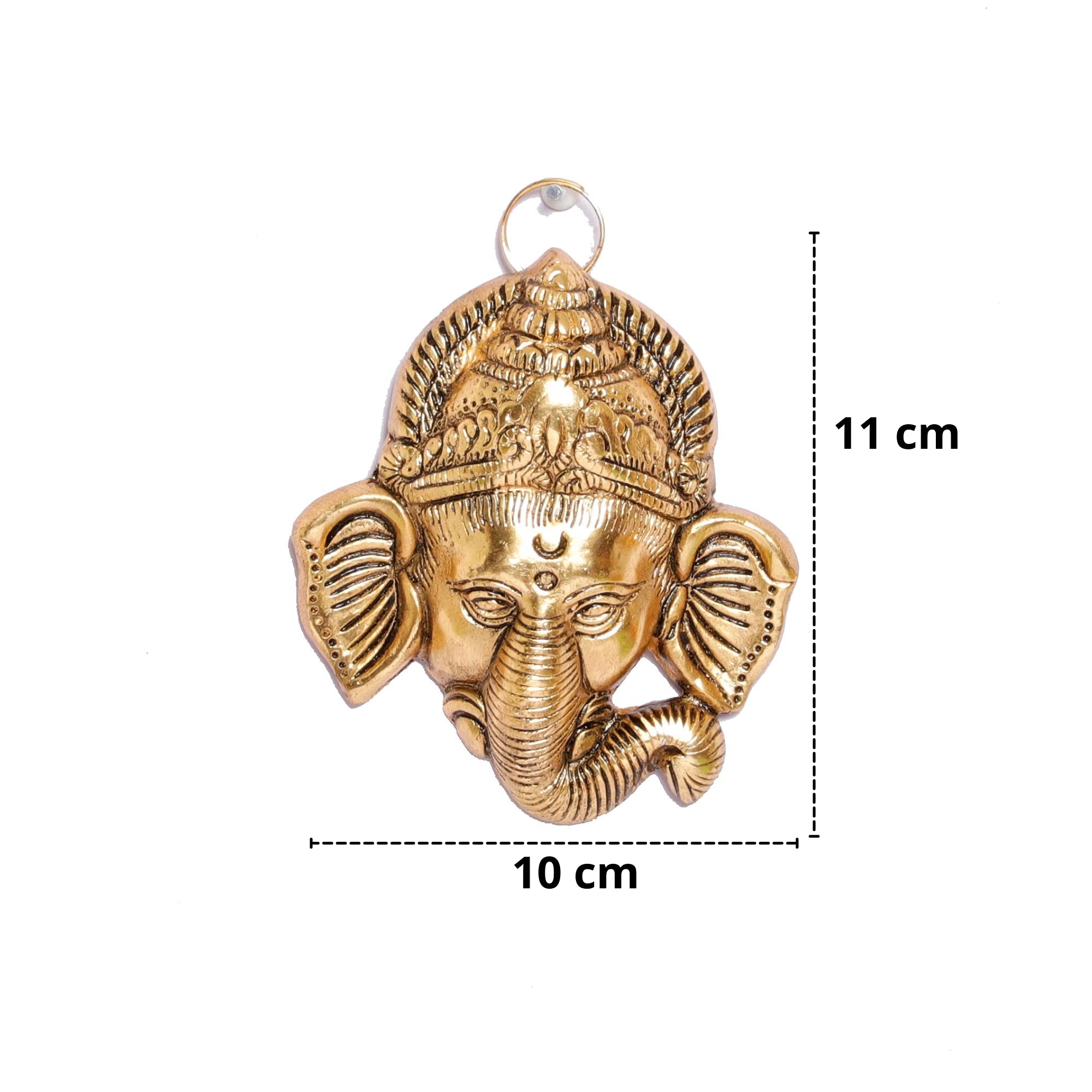 Rci Handicrafts Religious Aluminum Ganesh Head Main Door Hangings (11x12x4, Gold)