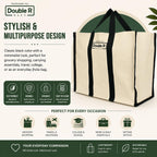 DOUBLE R BAGS Women’s Eco-Friendly Cotton Canvas Tote Bag | Big Reusable Jhola Bag for Grocery, Milk, Fruits & Vegetables with Reinforced Handles | 43x21x35 cm, 1 Compartment (Black, Pack of 1)