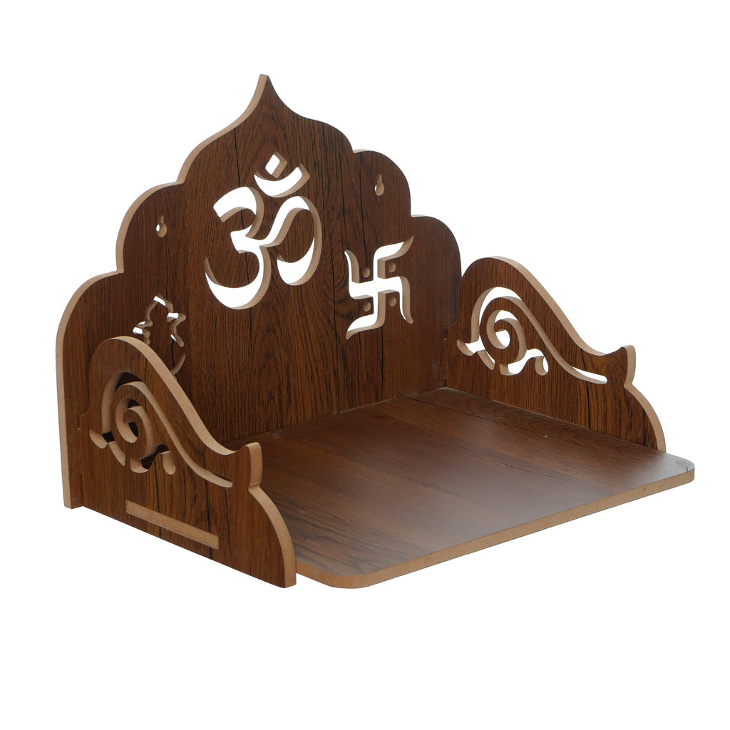 eCraftIndia Om Swastika Kalash Design Wooden Temple for Home Office | Home Temple Pooja Mandir | Small Temple Gift for Diwali Housewarming