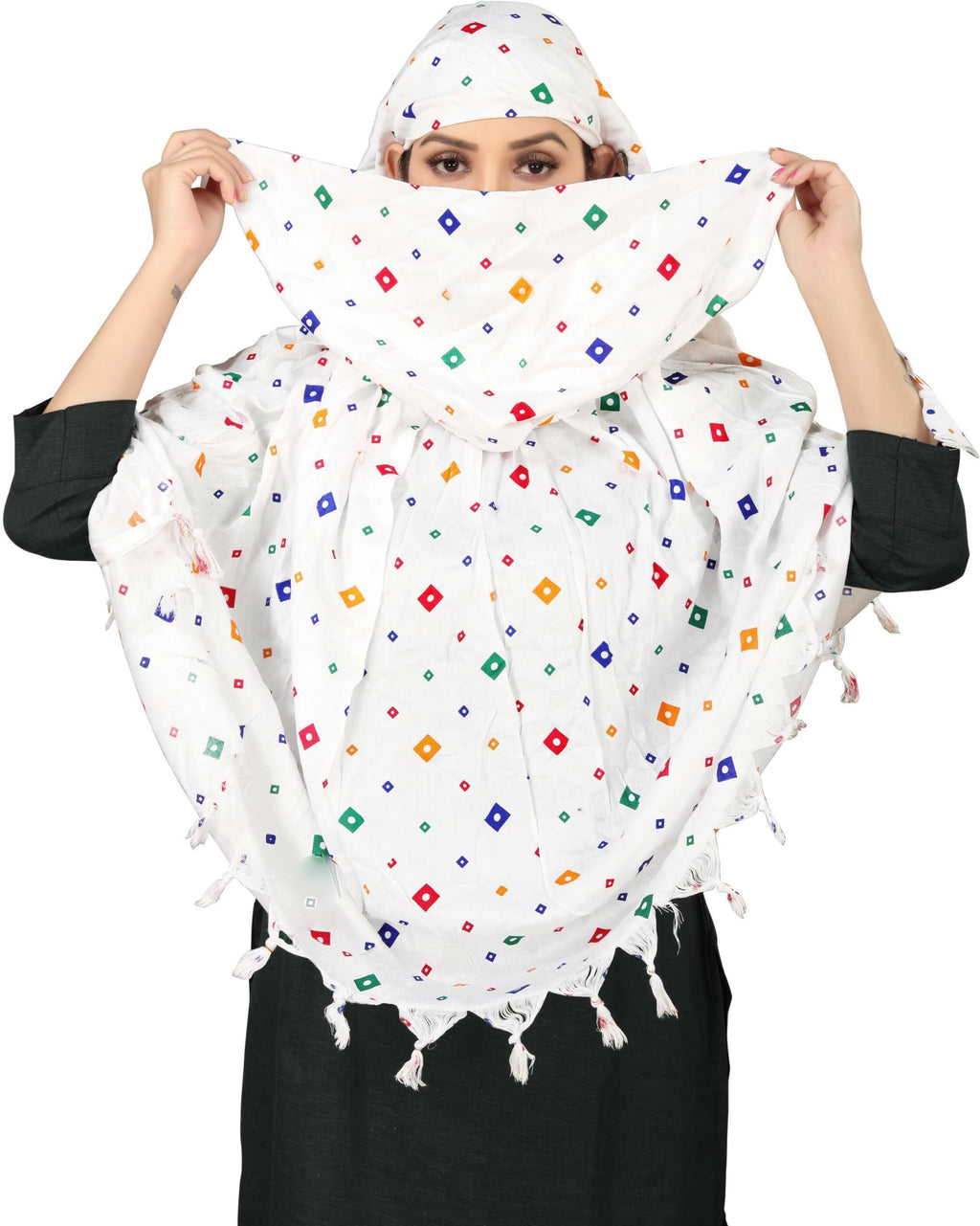 VASTTRAM Women's Pure Cotton Long Scarves Scarf Cum Mask usable for Driver Anti Pollution Full Face Cover With UV Sun Rays Protection