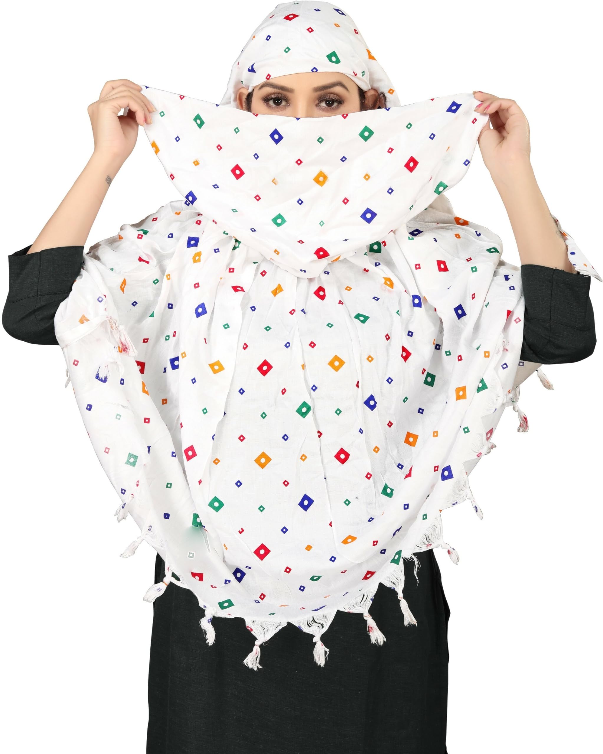VASTTRAM Women's Pure Cotton Long Scarves Scarf Cum Mask usable for Driver Anti Pollution Full Face Cover With UV Sun Rays Protection