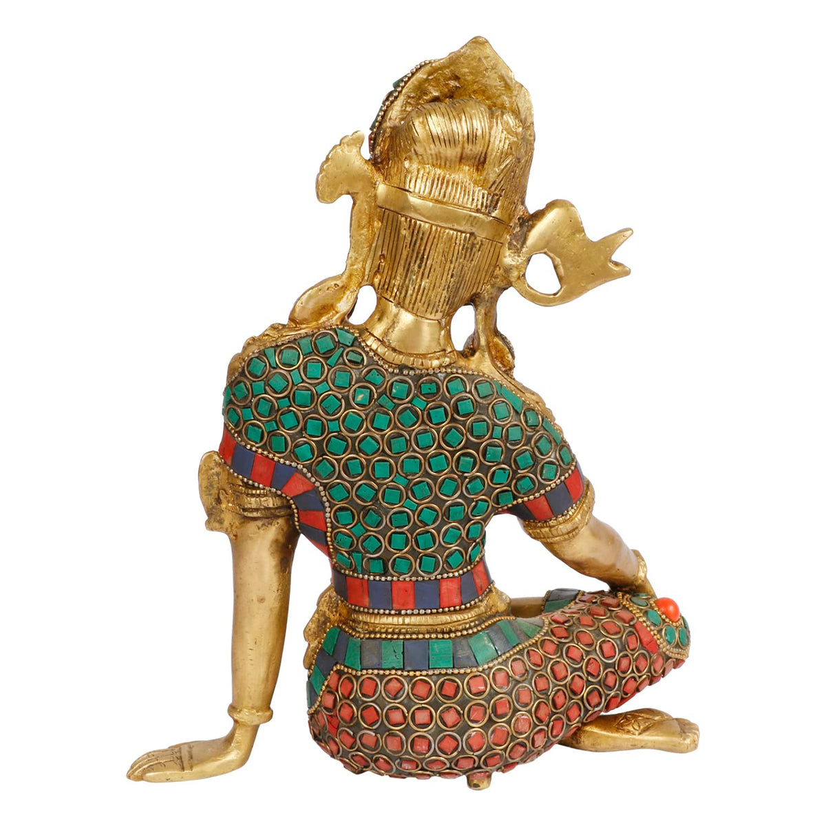 ARTVARKO Brass Murti of Lord Indra Dev Mahavastu Rain God | Color Gemstone Handwork Inder Dev| Vastu Remedy | FengShui | Height 9.5 inches.