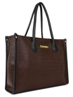 LEGAL BRIBE Women Crock Style Classic Tote Bag (Brown)