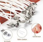 Candle Making Kit, 50 Cotton Wicks 4(10 cm), 54 Wick Stickers, 10 Wooden Wick Holders