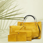 Bagsy Malone Women's Vegan Leather Stylish Tote Bag | Pack of 5 | Ladies Purse Handbag (Croco Yellow)