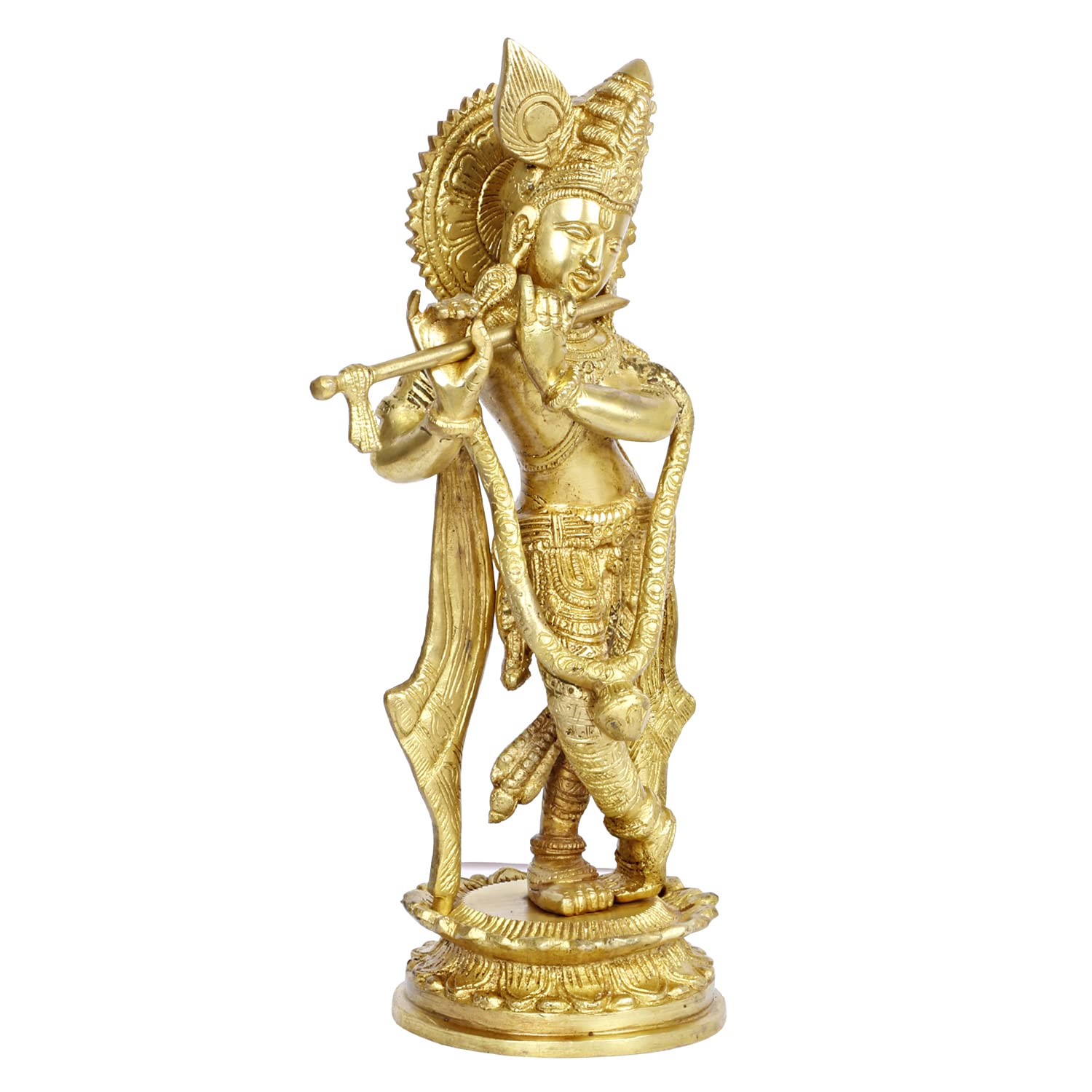 ARTVARKO Lord Murli Manohar Krishna Krishan Brass Statue Temple Puja Gift & Home Decor Size Height 11 Inch