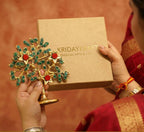 Metal Kalpavriksha Tree for Home Decor - Golden Wish Fulfilling Tree Metal Showpiece for Temple, Vastu, Office Table & Gifting Banyan (No 1 Golden with Stone)