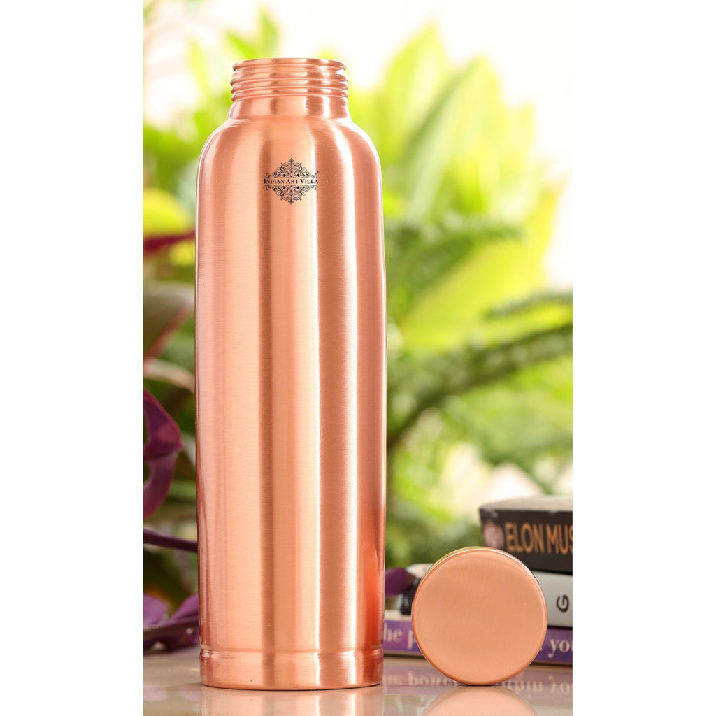 INDIAN ART VILLA Pure Copper Water Bottle 750 ML, Leak-Proof & Ergonomic Design, Ayurvedic Health Benefits, Durable Bottle for Office, Gym, Yoga & Travel
