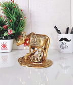 KridayKraft Metal Handicraft Cow,Calf & Krishna Gold Plated Showpiece for Home,Office,Table&Pooja Room.