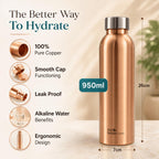 The Better Home Copper Water Bottle | 100% Pure Copper Bottle with Steel Cap | Drinking Water Bottle for Home, Office, Gym & Travel | Durable, Rust Free, Leak Proof, Eco-Friendly | 950ml Capacity