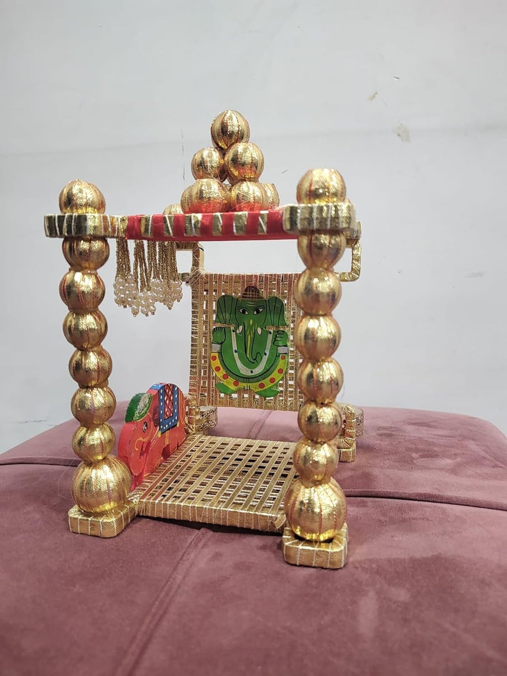 Nutts Handmade Small Mandir for Bhagwan Moorti for Home Faith Temple Pooja Mandir Handicraft Temple for Diwali Pooja (Singhasan16)