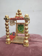 Nutts Handmade Small Mandir for Bhagwan Moorti for Home Faith Temple Pooja Mandir Handicraft Temple for Diwali Pooja (Singhasan16)