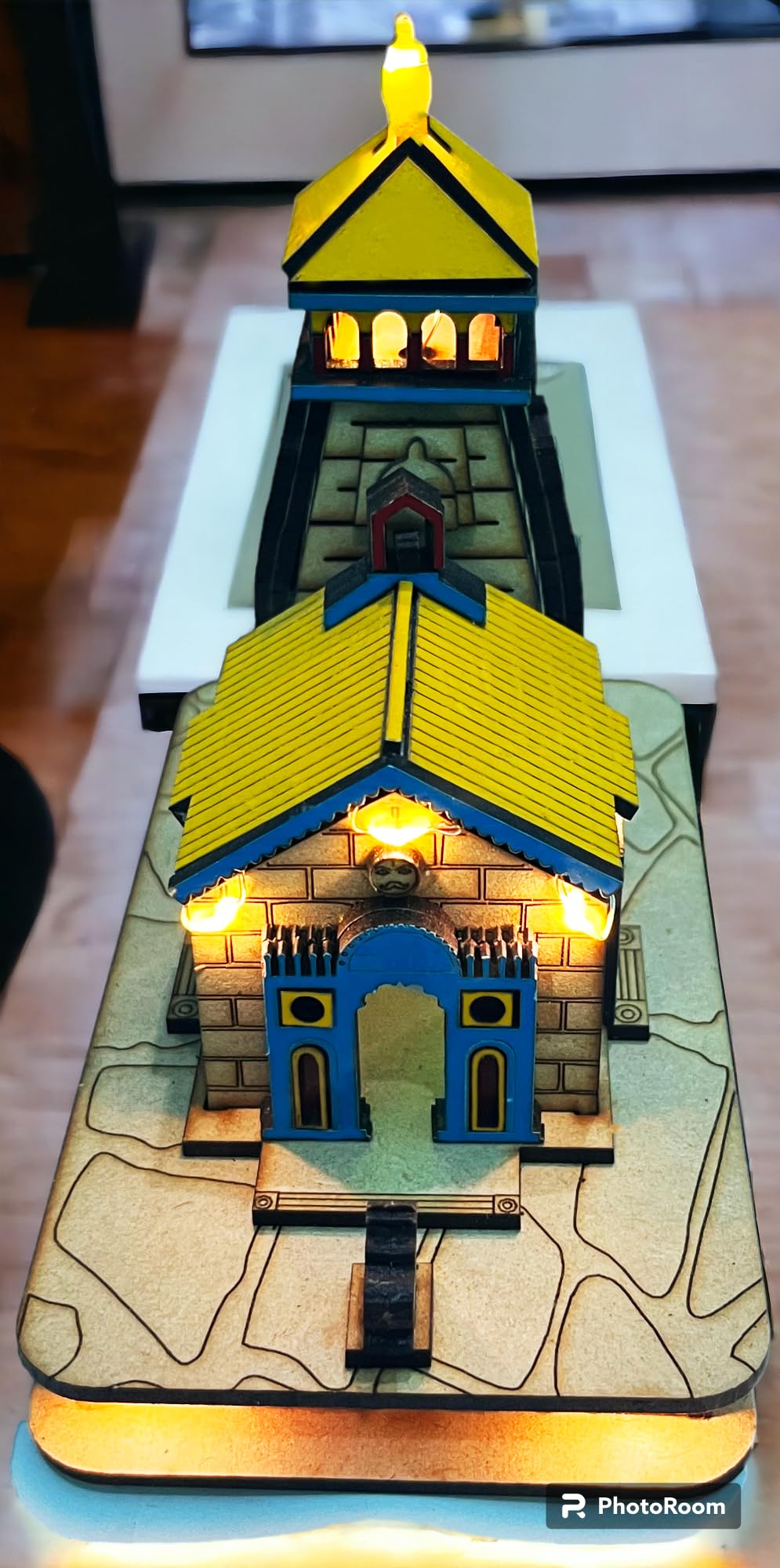 kedarnath Temple in Wood 3D Colour with Full Led Lights Setup - (14x13x8) CM - Maclarg India