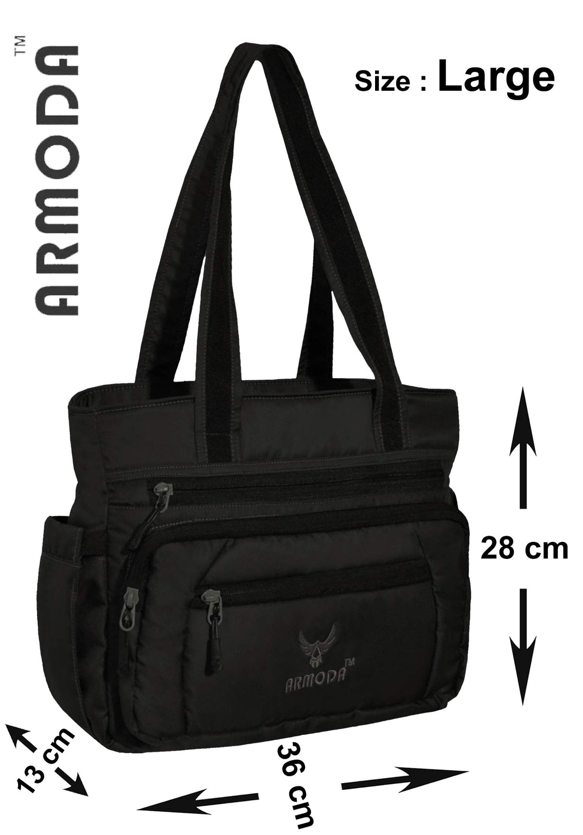 ARMODA Multipocket Women Shoulder And Shoulder Tote Bag (Black)