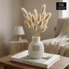 THE GREY BLEND® Wave Textured Concrete Vase for Living Room & Table Decor