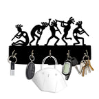 Artvibes Unique Stylish Wooden Key Holder for Wall Decor with Stylish Stainless Steel 5 Hooks Beautiful Key Organizer for Home Decoration(KH_813), Black